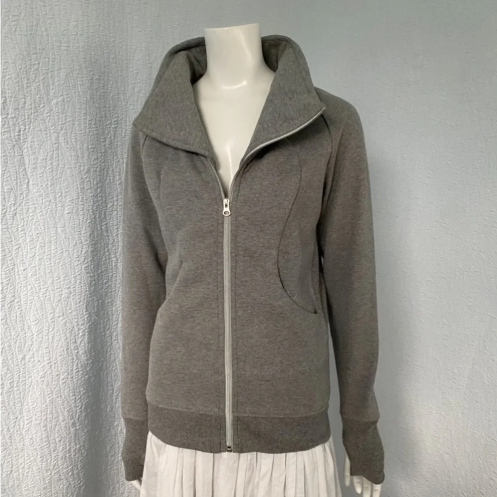 Lululemon Asymmetrical Gray Zip-Up Scuba Jacket - Picture 1 of 11